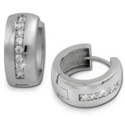 SilberDream Creole Glanz Zirkonia weiß 925 Sterling Silber Ohrring SDO349S