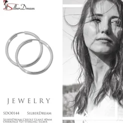 SilberDream Creole Glanz 40mm Ohrringe 925 Sterling Silber SDO0144