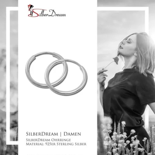 SilberDream Creole Glanz 25mm Ohrringe 925 Sterling Silber SDO0142