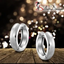 SilberDream Creole Glanz 14mm 925 Sterling Silber Ohrring SDO4300J