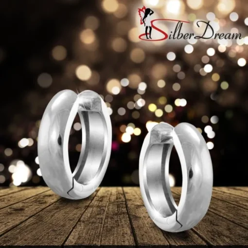 SilberDream Creole Glanz 14mm 925 Sterling Silber Ohrring SDO4300J