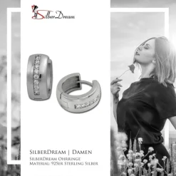 SilberDream Creole Glanz Zirkonia weiß 925 Sterling Silber Ohrring SDO349S