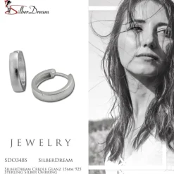 SilberDream Creole Glanz 15mm 925 Sterling Silber Ohrring SDO348S