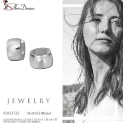 SilberDream Creole Glanz 13mm 925 Sterling Silber Ohrring SDO372S