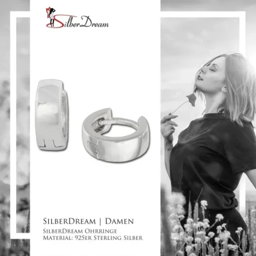 SilberDream Creole Glanz klein 12mm 925 Sterling Silber Ohrring SDO333S2