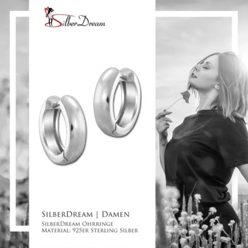 SilberDream Creole Glanz 15mm 925 Sterling Silber Ohrring SDO4299J