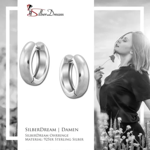 SilberDream Creole Glanz 14mm 925 Sterling Silber Ohrring SDO4300J