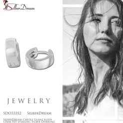 SilberDream Creole Glanz klein 12mm 925 Sterling Silber Ohrring SDO333S2