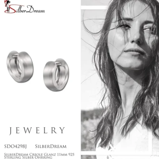 SilberDream Creole Glanz 11mm 925 Sterling Silber Ohrring SDO4298J