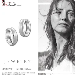 SilberDream Creole Glanz 15mm 925 Sterling Silber Ohrring SDO4299J