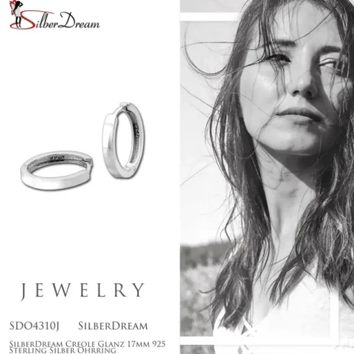 SilberDream Creole Glanz 17mm 925 Sterling Silber Ohrring SDO4310J