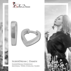 SilberDream Creole Herz glanz 925 Sterling Silber Damen Ohrring SDO374S