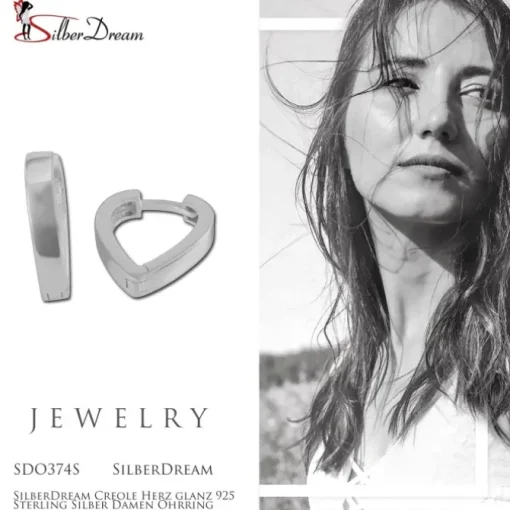 SilberDream Creole Herz glanz 925 Sterling Silber Damen Ohrring SDO374S