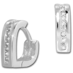 SilberDream Creole Herz Zirkonia weiß 925 Sterling Silber Ohrring SDO4261W