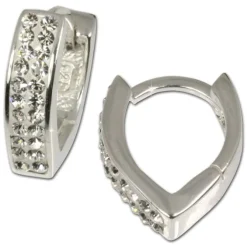 SilberDream Creole Herz Zirkonia weiß 925 Silber Ohrring SDO310W