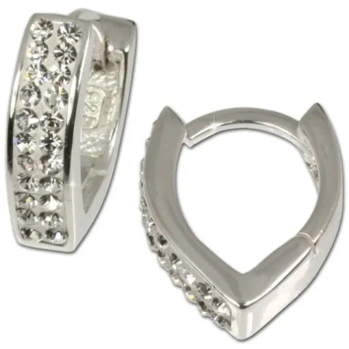 SilberDream Creole Herz Zirkonia weiß 925 Silber Ohrring SDO310W