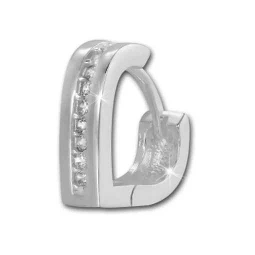 SilberDream Creole Herz Zirkonia weiß 925 Sterling Silber Ohrring SDO4261W
