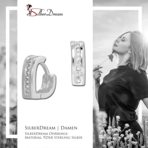 SilberDream Creole Herz Zirkonia weiß 925 Sterling Silber Ohrring SDO4261W