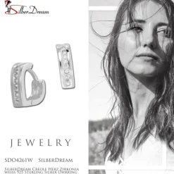 SilberDream Creole Herz Zirkonia weiß 925 Sterling Silber Ohrring SDO4261W