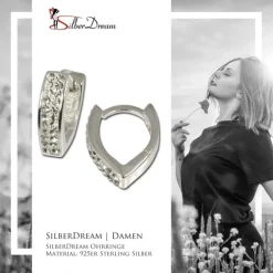 SilberDream Creole Herz Zirkonia weiß 925 Silber Ohrring SDO310W