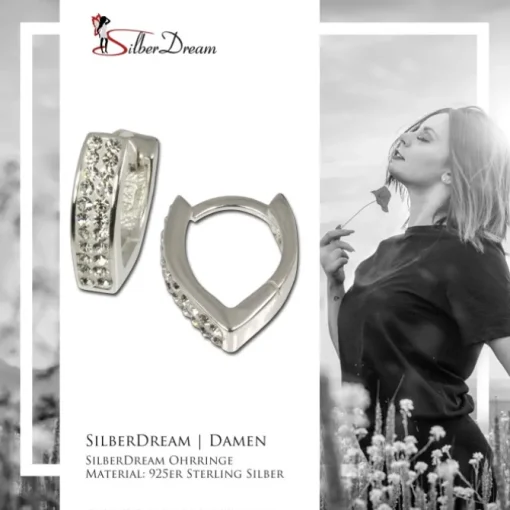 SilberDream Creole Herz Zirkonia weiß 925 Silber Ohrring SDO310W