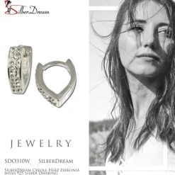 SilberDream Creole Herz Zirkonia weiß 925 Silber Ohrring SDO310W