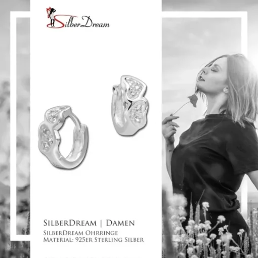 SilberDream Creole Herzen Zirkonia weiß 925 Sterling Silber Ohrring SDO4263W