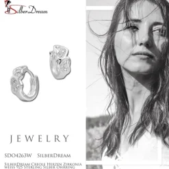 SilberDream Creole Herzen Zirkonia weiß 925 Sterling Silber Ohrring SDO4263W