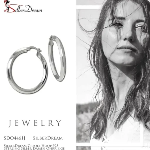 SilberDream Creole Hoop 925 Sterling Silber Damen Ohrringe SDO4461J
