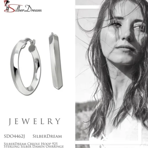 SilberDream Creole Hoop 925 Sterling Silber Damen Ohrringe SDO4462J