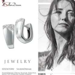 SilberDream Creole Klassik Zirkonia weiß 925 Sterling Silber Damen SDO4354W