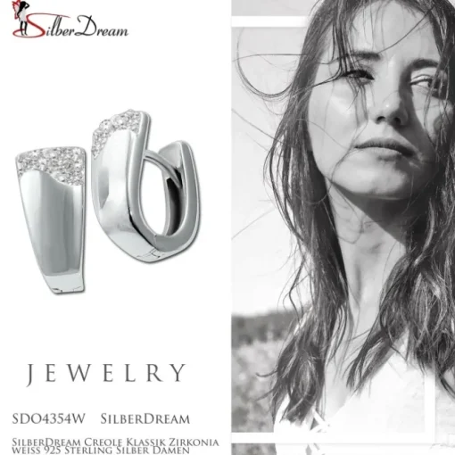SilberDream Creole Klassik Zirkonia weiß 925 Sterling Silber Damen SDO4354W