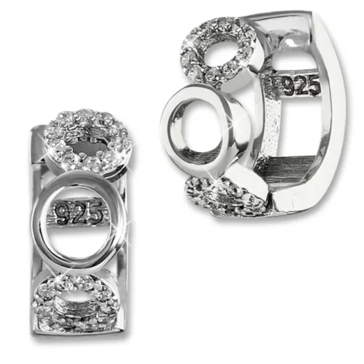 SilberDream Creole Kreise Zirkonia weiß 925 Sterling Silber Damen SDO4328W