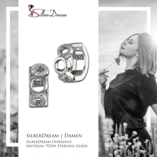SilberDream Creole Kreise Zirkonia weiß 925 Sterling Silber Damen SDO4328W