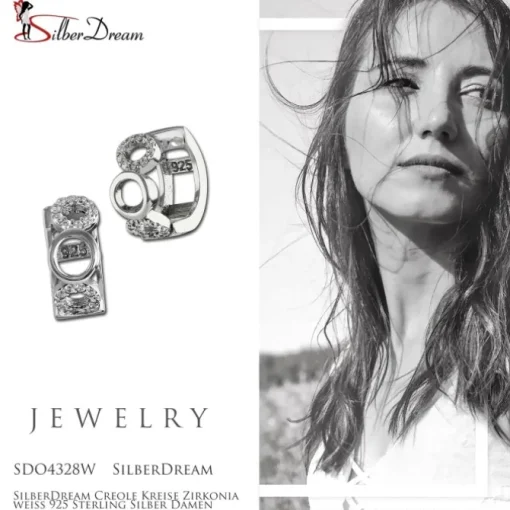 SilberDream Creole Kreise Zirkonia weiß 925 Sterling Silber Damen SDO4328W