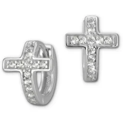 SilberDream Creole Kreuz Zirkonia weiß 925 Sterling Silber Damen SDO398W