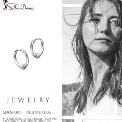 SilberDream Creole Kugel 12mm 925 Sterling Silber Unisex Ohrring SDO67301