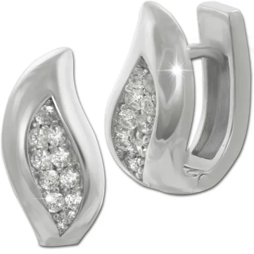 SilberDream Creole Leaf Zirkonia weiß 925 Sterling Silber Damen SDO4356W