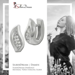 SilberDream Creole Leaf Zirkonia weiß 925 Sterling Silber Damen SDO4356W