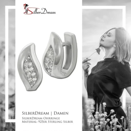 SilberDream Creole Leaf Zirkonia weiß 925 Sterling Silber Damen SDO4356W