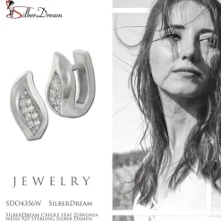 SilberDream Creole Leaf Zirkonia weiß 925 Sterling Silber Damen SDO4356W
