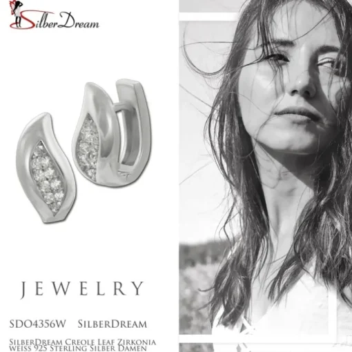 SilberDream Creole Leaf Zirkonia weiß 925 Sterling Silber Damen SDO4356W