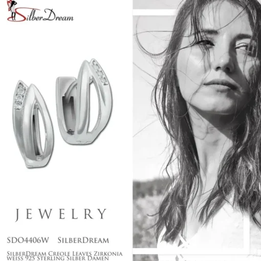 SilberDream Creole Leaves Zirkonia weiß 925 Sterling Silber Damen SDO4406W