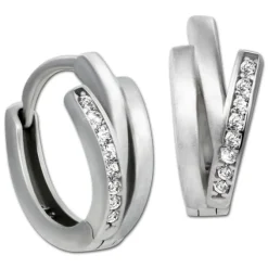 SilberDream Creole Lines Zirkonia weiß matt 925 Sterling Silber Damen SDO4409W