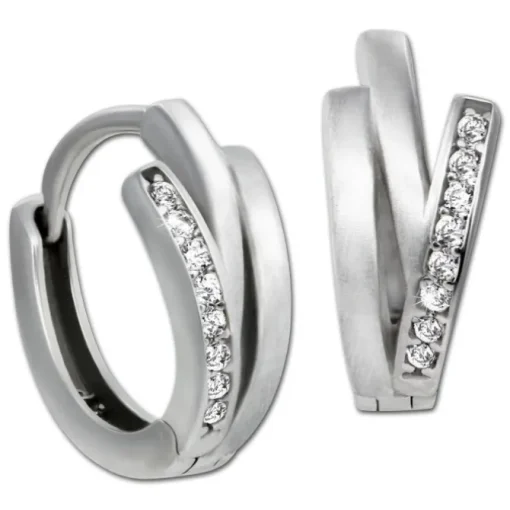 SilberDream Creole Lines Zirkonia weiß matt 925 Sterling Silber Damen SDO4409W