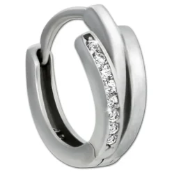 SilberDream Creole Lines Zirkonia weiß matt 925 Sterling Silber Damen SDO4409W