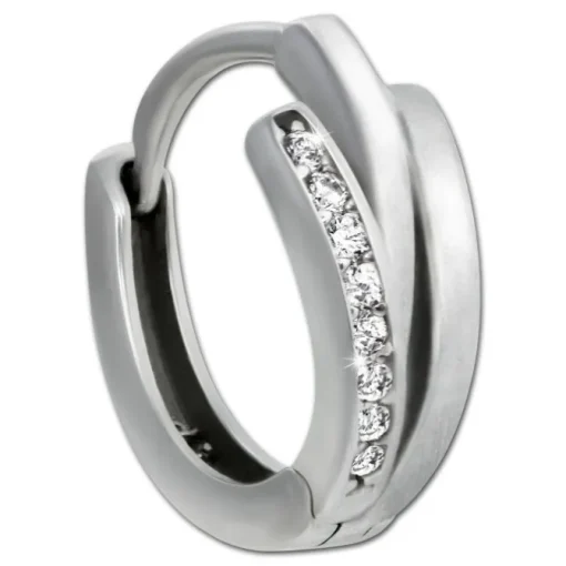 SilberDream Creole Lines Zirkonia weiß matt 925 Sterling Silber Damen SDO4409W