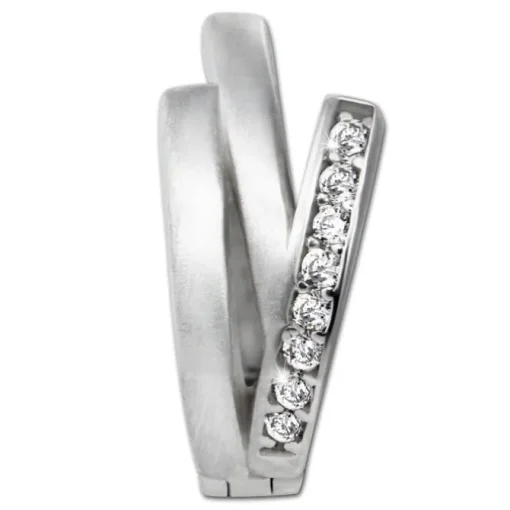 SilberDream Creole Lines Zirkonia weiß matt 925 Sterling Silber Damen SDO4409W