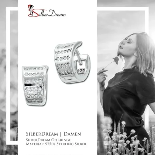 SilberDream Creole Lines Zirkonia weiß 925 Sterling Silber Damen SDO4398W