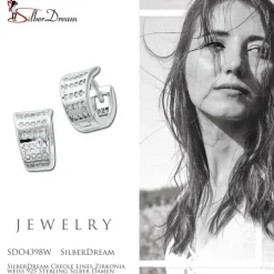 SilberDream Creole Lines Zirkonia weiß 925 Sterling Silber Damen SDO4398W